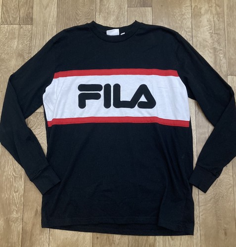 Fila Women’s Black Red Logo Long Sleeve 100% Cotton Sweatshirt XS UK8 A87 - Picture 4 of 10