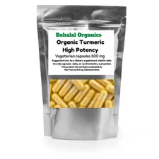Organic Turmeric 500mg vegetarian capsules - Behalal Organics