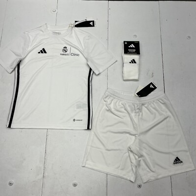 Adidas Aeroready White Black Soccer Uniform Top / Shorts / Socks