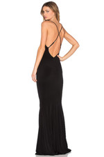 Nookie The Hustle Maxi Dress Black Open Back Elegant M NWT $239