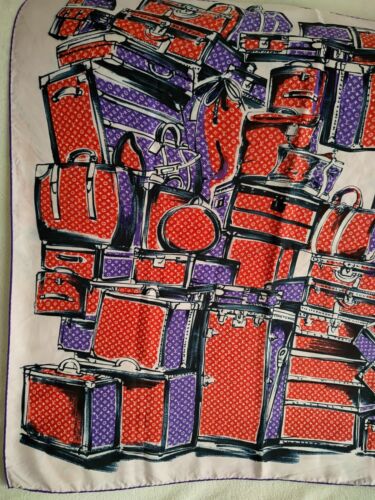 LOUIS VUITTON LV Vintage Handbags Print Silk Square Scarf Shawl Wrap Monogram 90 - Picture 2 of 18