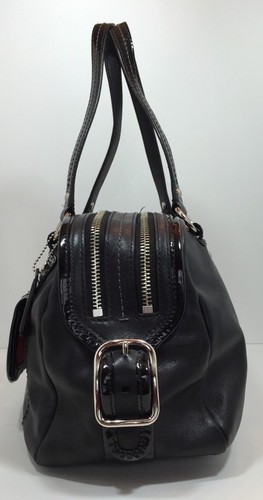 Coach 13382 Bonnie Handbag Black Genuine Leather Satchel Top Zipped Medium - Picture 6 of 12