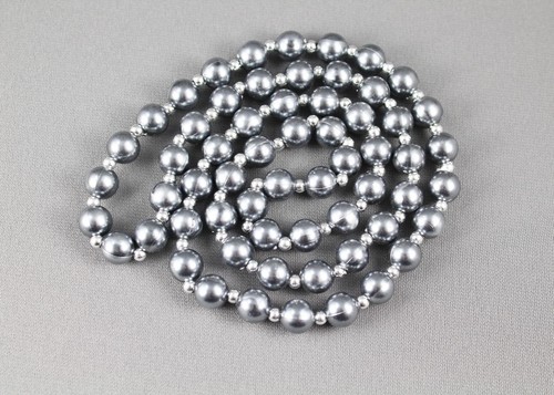beaded layering necklace faux pearl 28" long silver necklace bead Buy2get2FREE - Picture 20 of 28