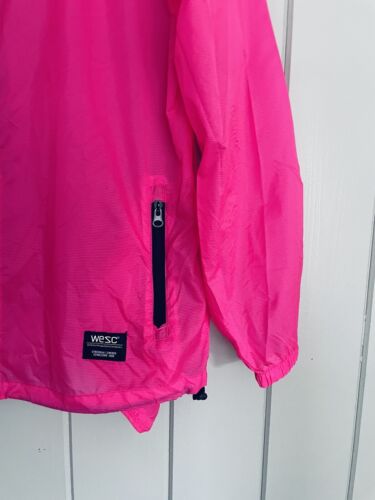 WeSC Neon Pink Packable Hooded Windbreaker Jacket S Small Unisex - Picture 4 of 7