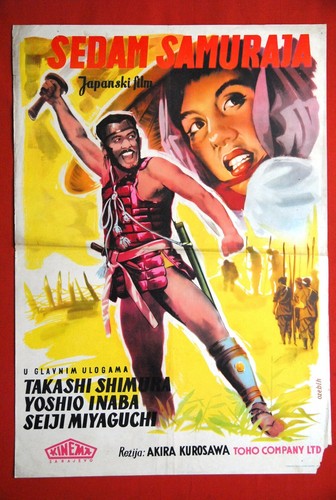 SETTE SAMURAI GIAPPONESE AKIRA KUROSAWA 1954 TOHO VINTAGE RARO POSTER FILM EXYUGO