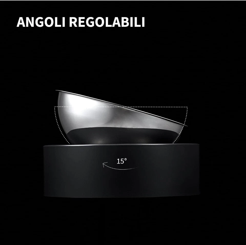 Ciotola rialzata in acciaio: comfort e stabilità per gatti e cani piccoli, senza - Immagine 3 di 4