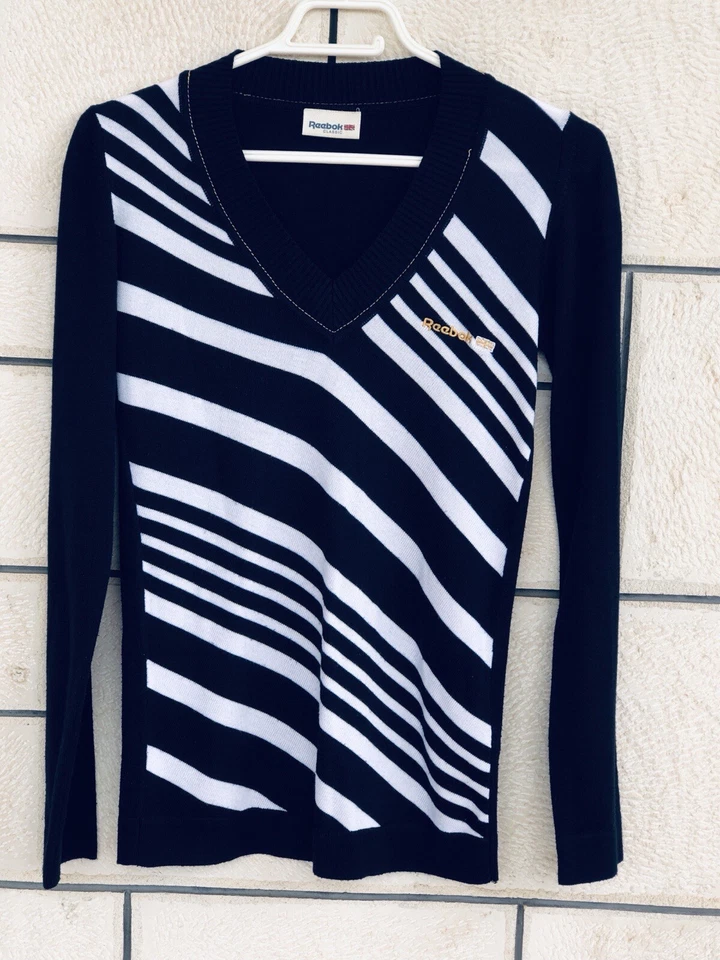 Maglia sportiva Reebok donna manica lunga maglietta t-shirt scollo a V Tg M - Imagen 3 de 4