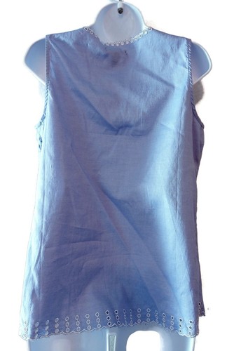Chelsea & Theodore Women's Blue Sleeveless Eyelet Cotton Detail Top Size 8P New - Picture 7 of 8