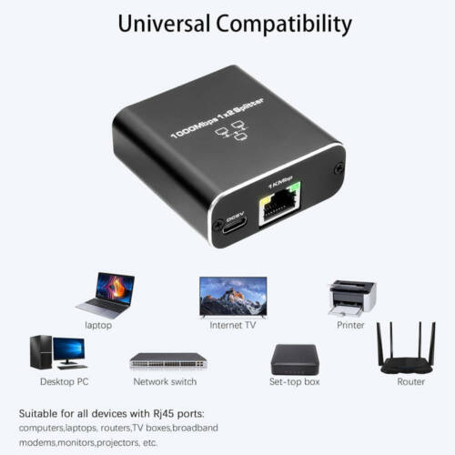 2 ports RJ45 Gigabit Ethernet LAN 1 vers 2 1000 Mbps Ethernet Splitter LAN Switch - Photo 2/9