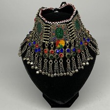 255g, 12"x5"Kuchi Choker Necklace Multi-Color Tribal Gypsy Bohemian,B14077