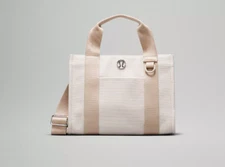 Rare New Lululemon Two-Tone Canvas Tote Bag Mini 4.5L NWT Mojave Tan/Light Ivory