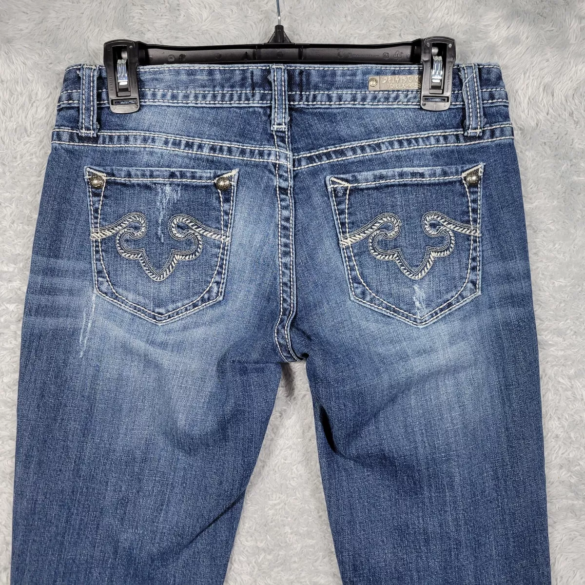 Rerock for Express Jeans Womens 6R Blue Denim Skinny Thick Stitch 31x32