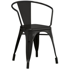 Cafe Style Stackable Black Metal Restaurant Dining Armchair For Outdoor Use