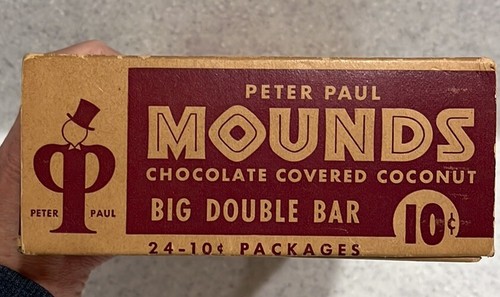 Vintage MOUNDS Candy Bar Box~Peter Paul Big Double Bar~leer~Requisite/Display~Anzeige - Bild 5 von 14