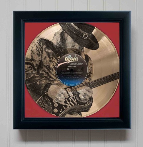 Stevie Ray Vaughan Texas Flood Framed Gold Etched LP Shadowbox - Picture 1 of 4