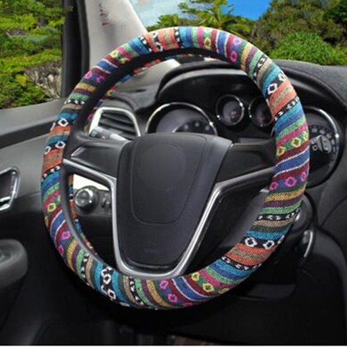 15in Colorful Linen Car Steering Wheel Cover Non-slip Car Accessories Accessory - Bild 4 von 6