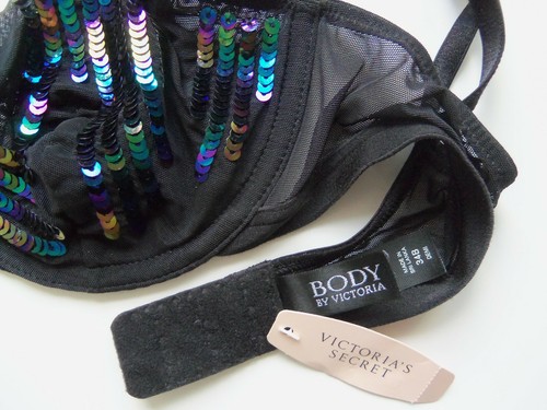 Sujetador Demi de malla de lentejuelas Victoria's Secret Body by Victoria, negro talla 34B, nuevo con etiquetas - Imagen 10 de 11