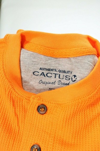 Men’s Cactus Authentic Quality Orange Long Sleeve Henley Thermal Shirt NEW! NWOT - Bild 3 von 3
