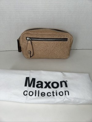 MAXON COLLECTION Leather Made Italy Funny Belt Bag  With Dust Bag Color Beige