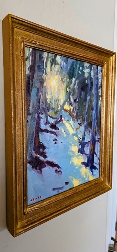 Gregory Hull Abstract Oil on board painting, framed by artist "Winter Gleaming" - Imagen 3 de 4
