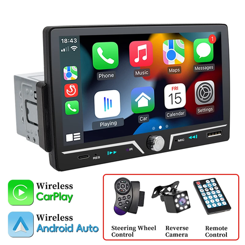 Radio Coche 1 Din Inalámbrico Android Auto Carplay MP5 Estéreo 7" Pantalla IPS Bluetooth - Imagen 9 de 16