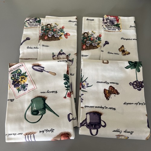 Vintage Waverly Home Fashions Curtains Tiers Potting Shed Thistle 102" x 36" NEW - Picture 4 of 5