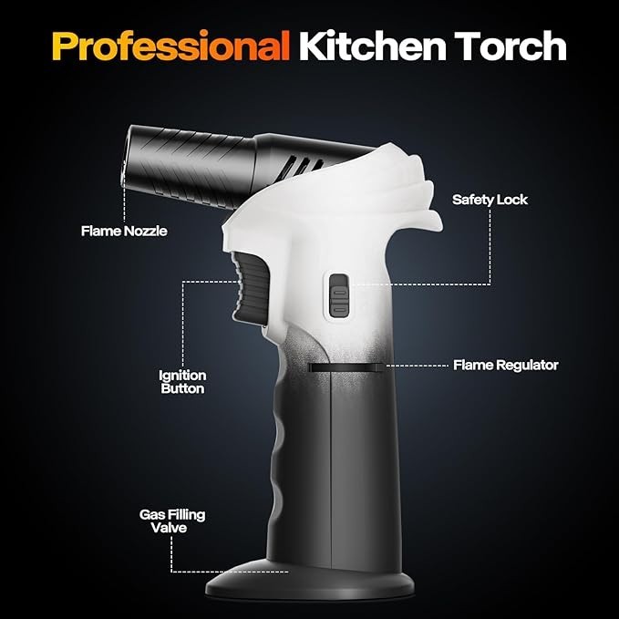 Butane Torch Lighter, 0-90&deg;Rotating Angle Butane Lighter, Refillable