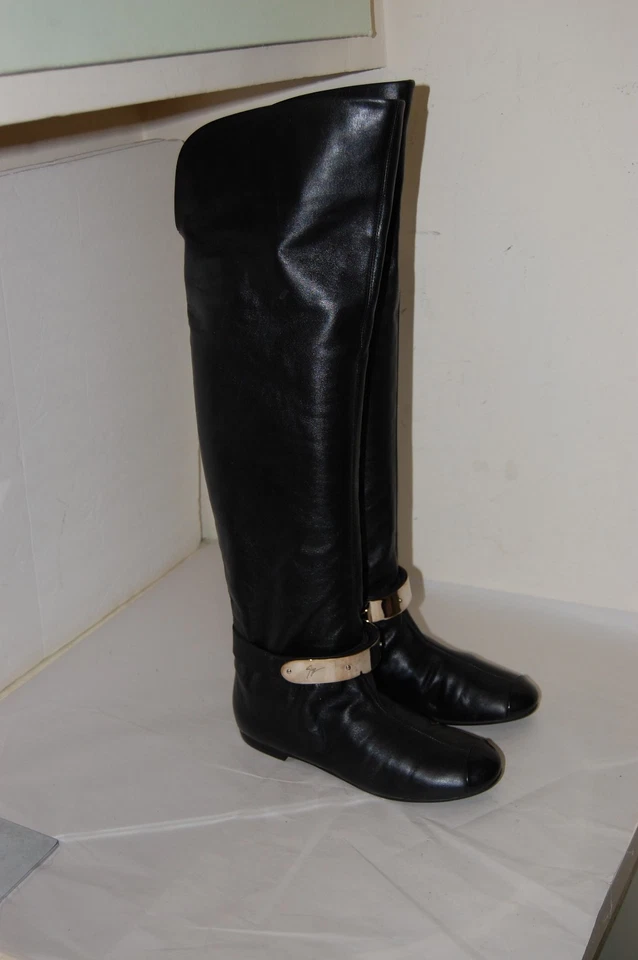 37.5/7.5❤️Giuseppe Zanotti Over Knee Thigh High Leather Biker Low Heel Boots - Image 3 of 4