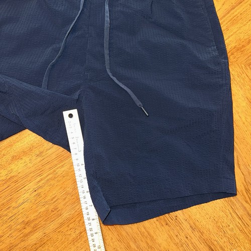 Lululemon Bowline Workout Short Seersucker Mens Sz Large Blue Drawstring M7ALFS - Picture 8 of 12