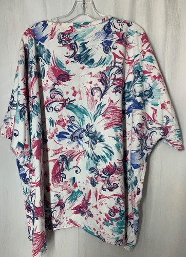 Crest 4x Scrub Top Uniform Medical Short Sleeve Pull Over Splatter Print - Picture 2 of 5