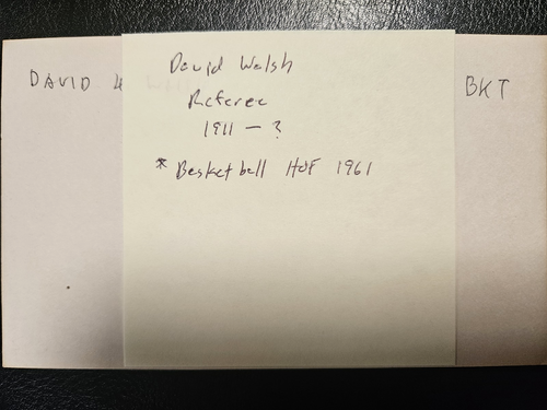 David Walsh Basketball Hall of Fame Basketball Referee SIGNED 3x5 index card - Picture 3 of 3