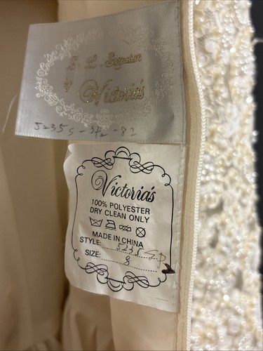 S.L. Signature by Victoria's Ivory Satin Pearl Beading Jewel Wedding Dress Sz 8 - Picture 8 of 8