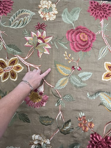 Lino 100 % natural con diseño floral bordado de gran tamaño 1,125 yardas - Imagen 15 de 15