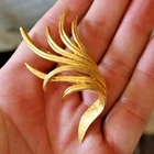 Vintage Gold Tone Marcel Boucher Art Deco Brooch Pin Jewelry Mid Century Leaves