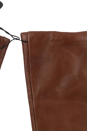 ROECKL Women Gloves 7,5 Brown Leather Shiny Wool Cashmere Lined Logo Casual - Picture 9 of 9