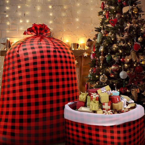 Teling 2 Pezzi 80x60 in Jumbo Bike Sacchetti Regalo Natale Extra Large Bufalo Check - Foto 6 di 11