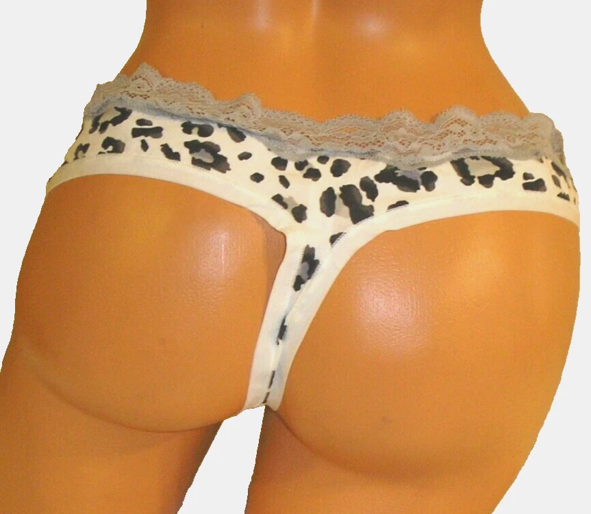 Panties Lingerie Ambrielle Animal Print Organic Cotton Thong 1X  Adult Gift - Image 2 of 4