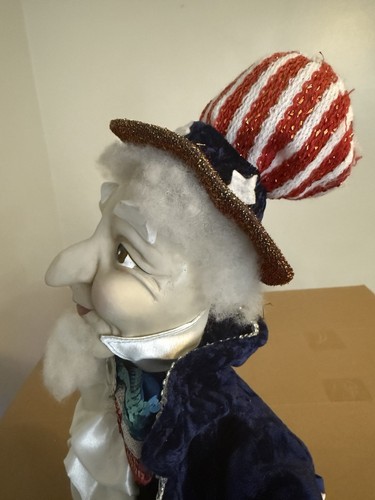 30” Tall Uncle Sam Decor Standing Hand Painted Face Rare Folk Art Americana HTF - Picture 6 of 12