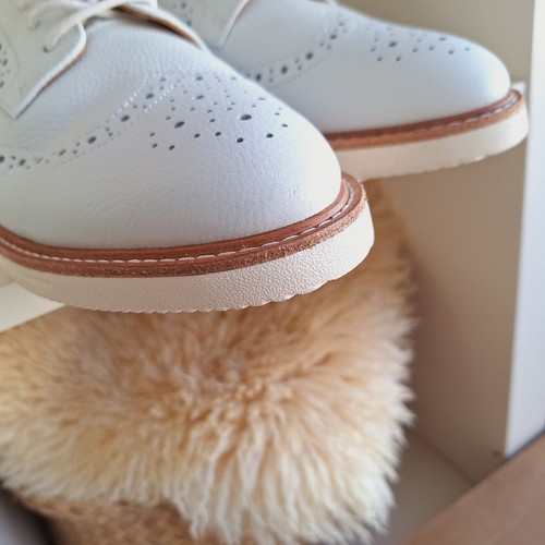 Rollie X Vibram Womens EU 41 Shoes White Perforated Tumble Leather Brogue Flats - Picture 9 of 15