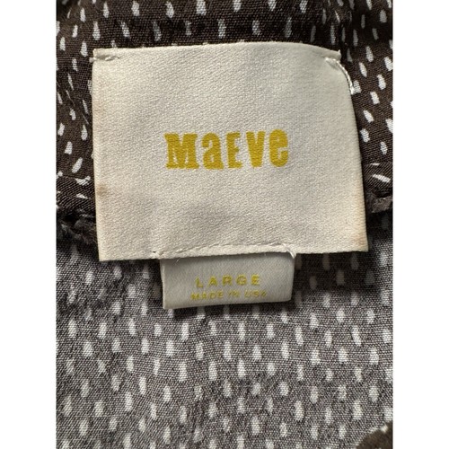 Maeve Anthropologie Blouse Brown Polka Dot 3/4 Sleeve High Low Hem Top Large - Picture 3 of 10
