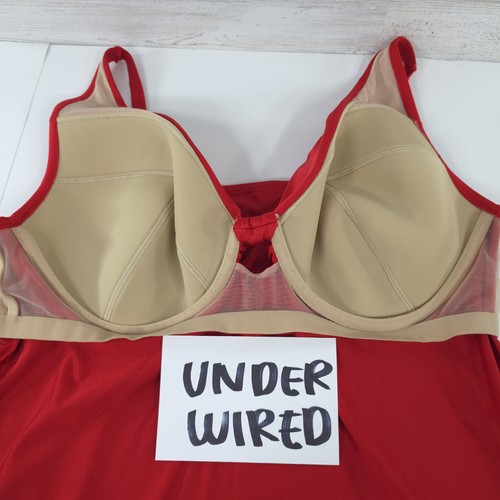 NWT $76 SWIM BY CACIQUE LIGHTLY LINED PLUNGE TANKINI TOP BRIGHT RED SIZE 44DDD.. - Picture 10 of 24