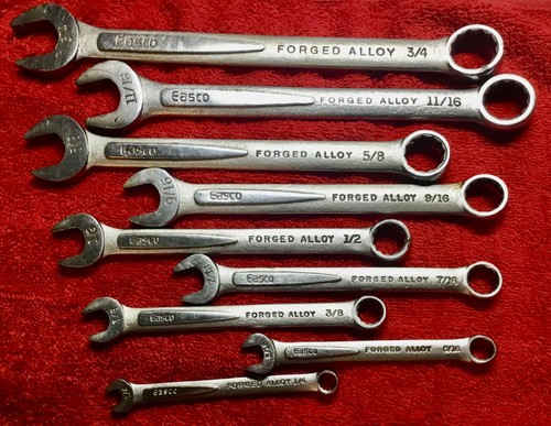 Vintage Easco 9 Piece SAE Wrench Set Combination 3/4 to 1/4 "  USA Made - Picture 1 of 10