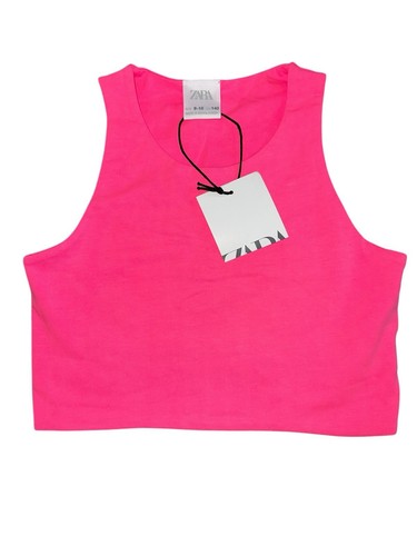 Zara Girls Cropped Hot Pink Active Tank Top Size 9-10 NEW WITH TAGS - Picture 1 of 3