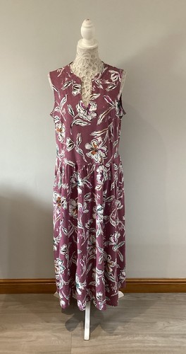 Seasalt Cornwall Shelter Bay Dress Linework Floral Heather Size 16 BNWT RRP £65