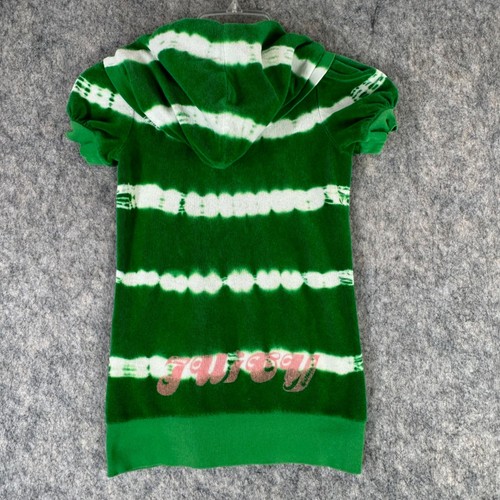Felpa con cappuccio Juicy Girls Y2K vintage verde tie dye spugna full zip manica corta taglia 7 - Foto 2 di 9