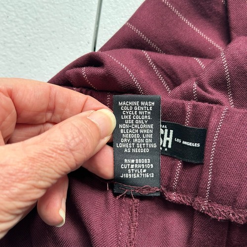 Pantalones de pierna ancha Rewash gris borgoña a rayas cintura elástica para mujer talla M - Imagen 8 de 14