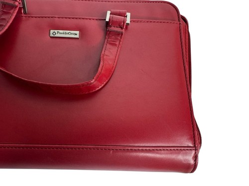 Franklin Covey umlaufender Reißverschluss 7 Ringe Ordner Etui Planer Portfolio rot Kunstleder - Bild 8 von 10