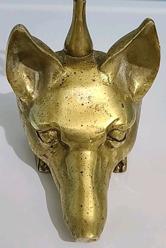 Antique Vintage Brass Fox & Whip Doorstop - Picture 7 of 15