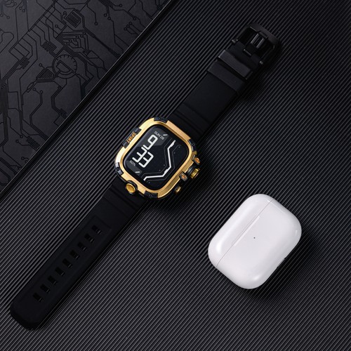 For Apple Watch 49/46/45/44mm Bumper Cover Shockproof Metal Case Silicone Band - Picture 11 of 25
