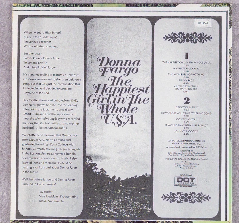 2 RECORD LOT: DONNA FARGO The Happiest Girl In The Whole USA & My Second Album Foto 3 de 4